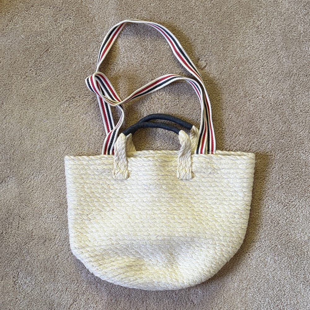 Stylish Cream Tote Bag with Multicolor Straps